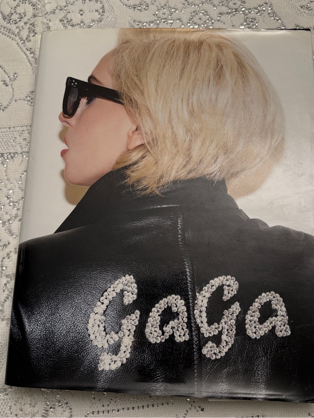 Source Unknown Black Leather Jacket with Crystal 'Gaga' Backing